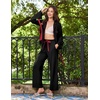 Ekouaer Womens Long Sleeve Pajamas Set Button Down Pj Sets Cute Bow Tie Pjs(Black)