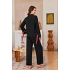 Ekouaer Womens Long Sleeve Pajamas Set Button Down Pj Sets Cute Bow Tie Pjs(Black)