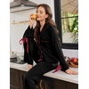 Ekouaer Womens Long Sleeve Pajamas Set Button Down Pj Sets Cute Bow Tie Pjs(Black)