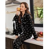 Ekouaer Womens Long Sleeve Pajamas Set Button Down Pj Sets Cute Bow Tie Pjs(Black Heart and Bow)