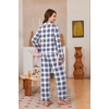 Ekouaer Womens Long Sleeve Pajamas Set Button Down Pj Sets Cute Bow Tie Pjs(Blue and White Checkered)