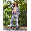 Ekouaer Womens Long Sleeve Pajamas Set Button Down Pj Sets Cute Bow Tie Pjs(Blue and White Checkered)