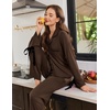 Ekouaer Womens Long Sleeve Pajamas Set Button Down Pj Sets Cute Bow Tie Pjs(Brown)