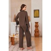 Ekouaer Womens Long Sleeve Pajamas Set Button Down Pj Sets Cute Bow Tie Pjs(Brown)