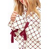 Ekouaer Womens Long Sleeve Pajamas Set Button Down Pj Sets Cute Bow Tie Pjs(Christmas Diamond-patterned Bow)