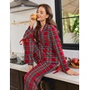 Ekouaer Womens Long Sleeve Pajamas Set Button Down Pj Sets Cute Bow Tie Pjs(Christmas Red Checkered)