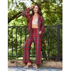 Ekouaer Womens Long Sleeve Pajamas Set Button Down Pj Sets Cute Bow Tie Pjs(Christmas Red Checkered)
