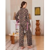 Ekouaer Womens Long Sleeve Pajamas Set Button Down Pj Sets Cute Bow Tie Pjs(Colorful Leopard Print)