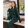 Ekouaer Womens Long Sleeve Pajamas Set Button Down Pj Sets Cute Bow Tie Pjs(Green)