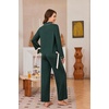 Ekouaer Womens Long Sleeve Pajamas Set Button Down Pj Sets Cute Bow Tie Pjs(Green)