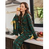Ekouaer Womens Long Sleeve Pajamas Set Button Down Pj Sets Cute Bow Tie Pjs(Green Checkered)