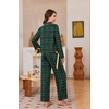 Ekouaer Womens Long Sleeve Pajamas Set Button Down Pj Sets Cute Bow Tie Pjs(Green Checkered)