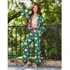 Ekouaer Womens Long Sleeve Pajamas Set Button Down Pj Sets Cute Bow Tie Pjs(Green Santa and Pink Christmas Tree)