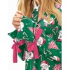 Ekouaer Womens Long Sleeve Pajamas Set Button Down Pj Sets Cute Bow Tie Pjs(Green Santa and Pink Christmas Tree)