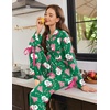 Ekouaer Womens Long Sleeve Pajamas Set Button Down Pj Sets Cute Bow Tie Pjs(Green Santa and Pink Christmas Tree)