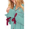 Ekouaer Womens Long Sleeve Pajamas Set Button Down Pj Sets Cute Bow Tie Pjs(Green Stripes)