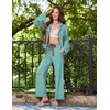 Ekouaer Womens Long Sleeve Pajamas Set Button Down Pj Sets Cute Bow Tie Pjs(Green Stripes)