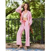 Ekouaer Womens Long Sleeve Pajamas Set Button Down Pj Sets Cute Bow Tie Pjs(Heart Stripes)