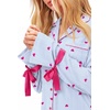 Ekouaer Womens Long Sleeve Pajamas Set Button Down Pj Sets Cute Bow Tie Pjs(Heart and Blue Stripes)