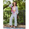 Ekouaer Womens Long Sleeve Pajamas Set Button Down Pj Sets Cute Bow Tie Pjs(Heart and Blue Stripes)