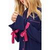 Ekouaer Womens Long Sleeve Pajamas Set Button Down Pj Sets Cute Bow Tie Pjs(Navy)