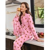 Ekouaer Womens Long Sleeve Pajamas Set Button Down Pj Sets Cute Bow Tie Pjs(Pink Bear)