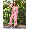 Ekouaer Womens Long Sleeve Pajamas Set Button Down Pj Sets Cute Bow Tie Pjs(Pink Bear)