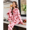 Ekouaer Womens Long Sleeve Pajamas Set Button Down Pj Sets Cute Bow Tie Pjs(Pink Bow)