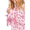 Ekouaer Womens Long Sleeve Pajamas Set Button Down Pj Sets Cute Bow Tie Pjs(Pink Cowboy Boots)