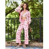 Ekouaer Womens Long Sleeve Pajamas Set Button Down Pj Sets Cute Bow Tie Pjs(Pink Cowboy Boots)