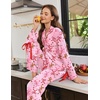 Ekouaer Womens Long Sleeve Pajamas Set Button Down Pj Sets Cute Bow Tie Pjs(Pink Gingerbread Man and Bow)