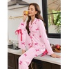Ekouaer Womens Long Sleeve Pajamas Set Button Down Pj Sets Cute Bow Tie Pjs(Pink Striped Bow)