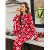 Ekouaer Womens Long Sleeve Pajamas Set Button Down Pj Sets Cute Bow Tie Pjs(Red Bow)