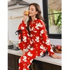 Ekouaer Womens Long Sleeve Pajamas Set Button Down Pj Sets Cute Bow Tie Pjs(Red Santa Claus)