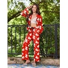 Ekouaer Womens Long Sleeve Pajamas Set Button Down Pj Sets Cute Bow Tie Pjs(Red Santa Claus)