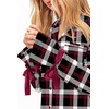 Ekouaer Womens Long Sleeve Pajamas Set Button Down Pj Sets Cute Bow Tie Pjs(Red and Black Checkered)