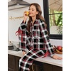 Ekouaer Womens Long Sleeve Pajamas Set Button Down Pj Sets Cute Bow Tie Pjs(Red and Black Checkered)