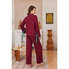 Ekouaer Womens Long Sleeve Pajamas Set Button Down Pj Sets Cute Bow Tie Pjs(Wine Red)