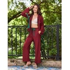 Ekouaer Womens Long Sleeve Pajamas Set Button Down Pj Sets Cute Bow Tie Pjs(Wine Red)