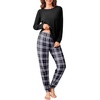 Ekouaer Womens Pajama Sets Long Sleeve Pjs with Jogger Pants Soft Sleepwear(Black and White Plaid)