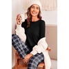 Ekouaer Womens Pajama Sets Long Sleeve Pjs with Jogger Pants Soft Sleepwear(Black and White Plaid)
