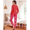 Ekouaer Womens Pajama Sets Long Sleeve Pjs with Jogger Pants Soft Sleepwear(Checkered Bow)