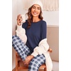 Ekouaer Womens Pajama Sets Long Sleeve Pjs with Jogger Pants Soft Sleepwear(Dark Blue Plaid)