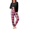 Ekouaer Womens Pajama Sets Long Sleeve Pjs with Jogger Pants Soft Sleepwear(Dark Pink Plaid)