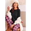 Ekouaer Womens Pajama Sets Long Sleeve Pjs with Jogger Pants Soft Sleepwear(Dark Pink Plaid)