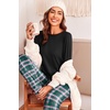 Ekouaer Womens Pajama Sets Long Sleeve Pjs with Jogger Pants Soft Sleepwear(Green Plaid)