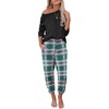 Ekouaer Womens Pajama Sets Long Sleeve Pjs with Jogger Pants Soft Sleepwear(Green Plaid)