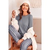 Ekouaer Womens Pajama Sets Long Sleeve Pjs with Jogger Pants Soft Sleepwear(Grey and White Plaid)