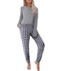 Ekouaer Womens Pajama Sets Long Sleeve Pjs with Jogger Pants Soft Sleepwear(Grey and White Plaid)