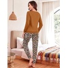Ekouaer Womens Pajama Sets Long Sleeve Pjs with Jogger Pants Soft Sleepwear(Light Brown Leopard)
